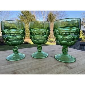 Vintage Viking Depression Glasses Green Water / Wine Goblets 5.75” ~set Of 3